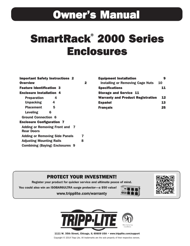 Image de la première page du manuel de l'appareil SmartRack SR2000