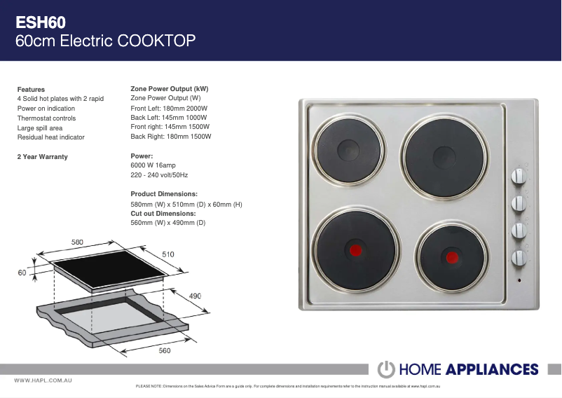 Image de la première page du manuel de l'appareil ESH60