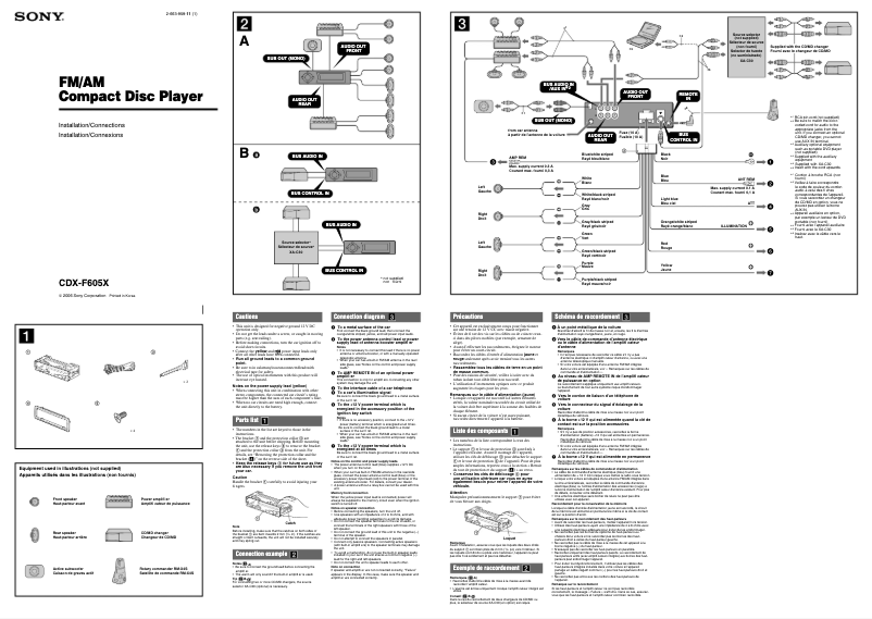 Page n°1 - Guide d'installation Sony CDX-F605X