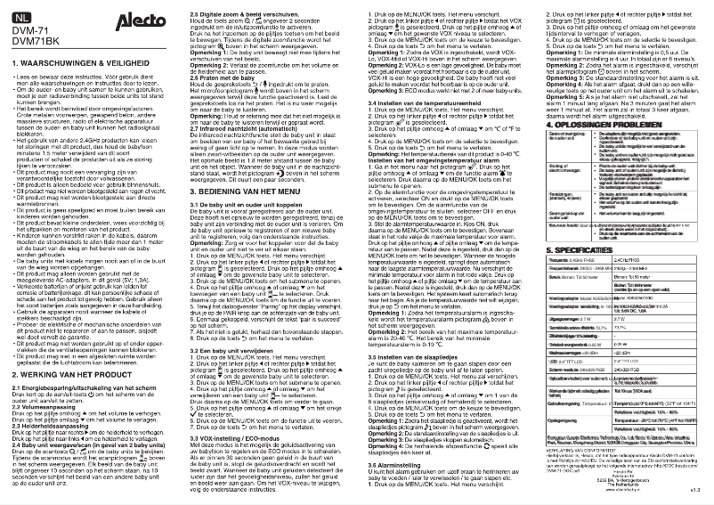 Image de la première page du manuel de l'appareil DVM-71