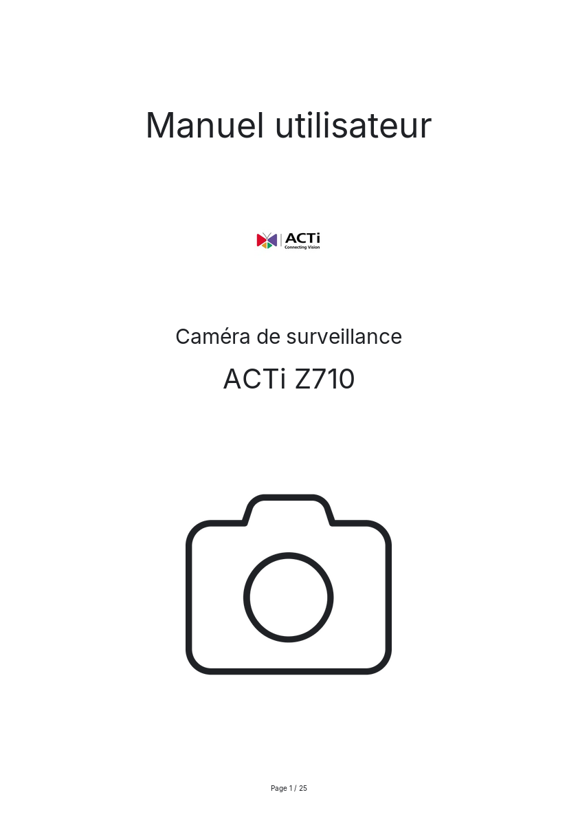 Image de la première page du manuel de l'appareil Z710