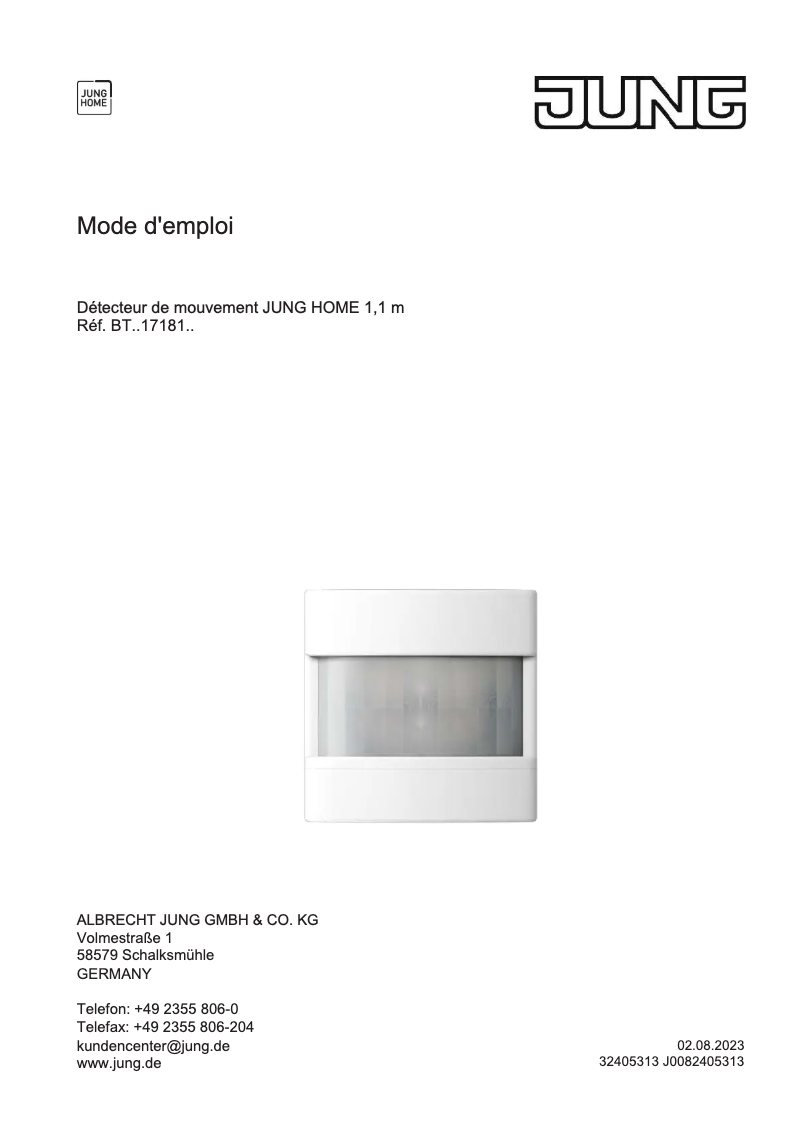 Page n°1 - Manuel utilisateur JUNG BTLC17181208
