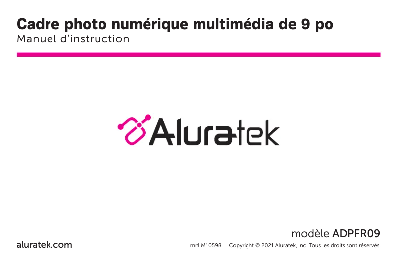 Page n°1 - Manuel utilisateur Aluratek ADPFR09