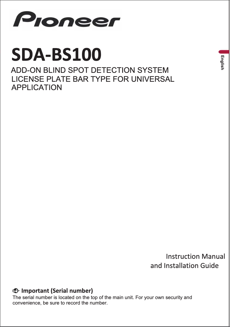 Page 1 de la notice Manuel utilisateur Pioneer SDA-BS100