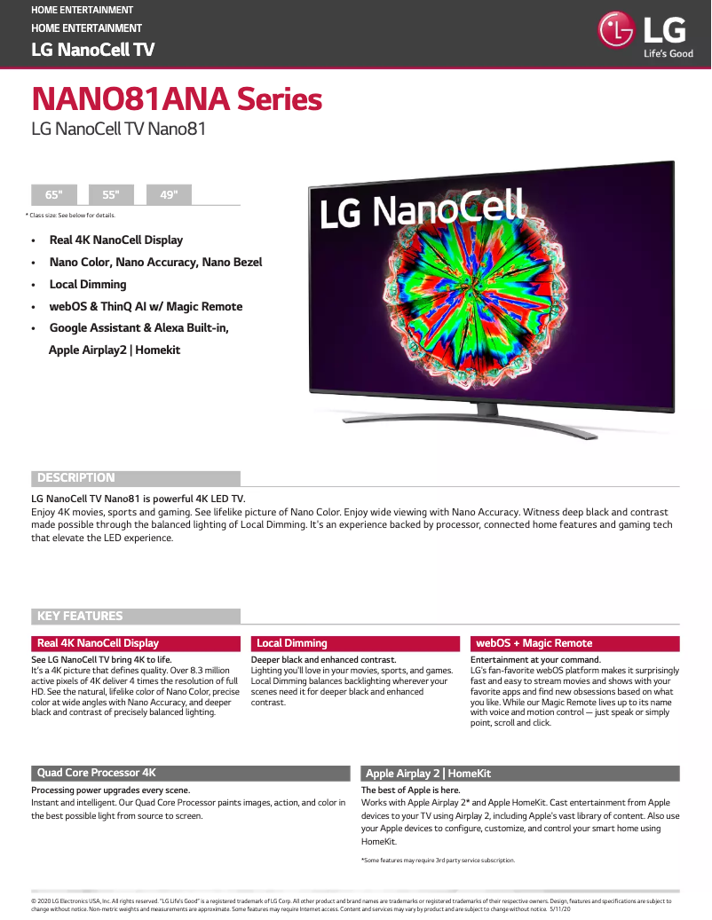 Página 1 del manual Ficha técnica LG 55NANO90UNA