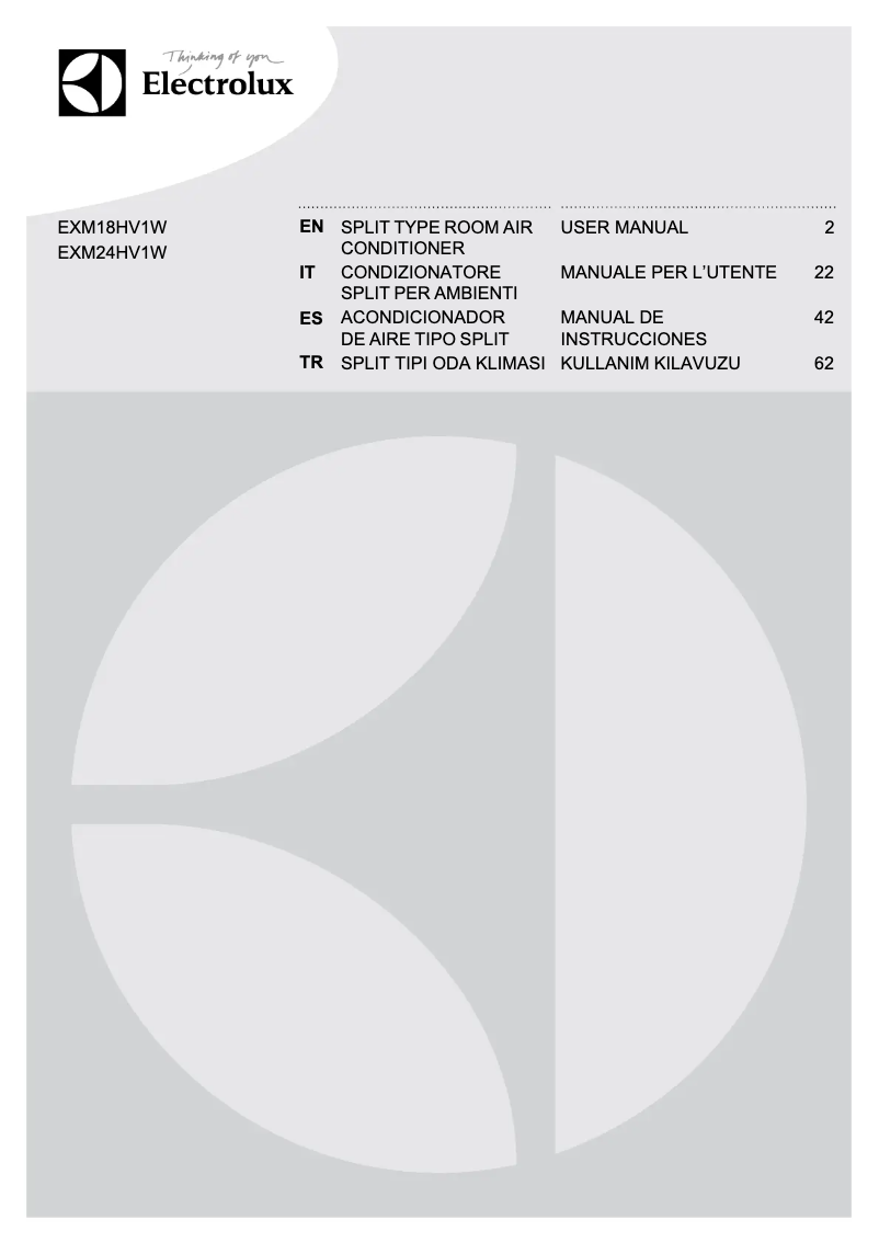 Page 1 de la notice Manuel utilisateur Electrolux EXM24HV1WE