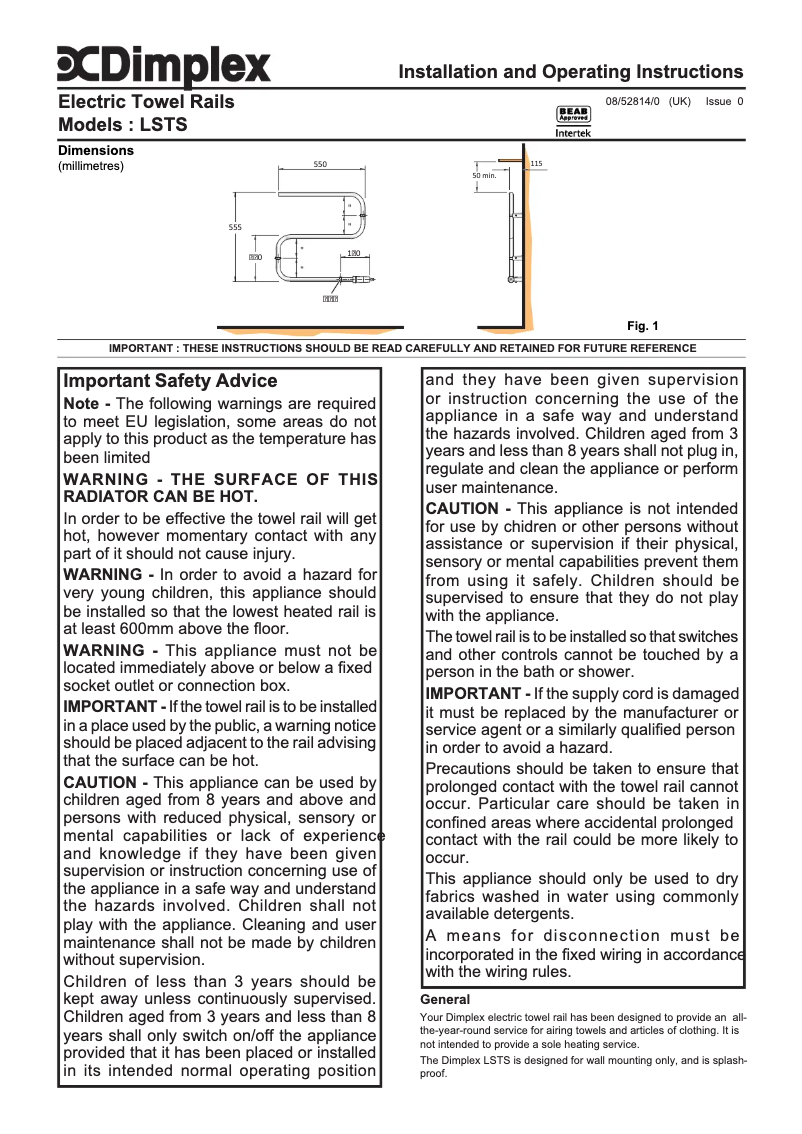 Page n°1 - Manuel utilisateur Dimplex LSTS