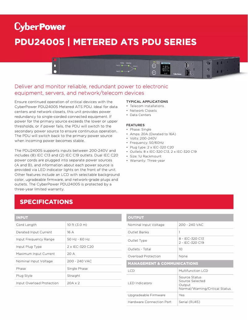 Image de la première page du manuel de l'appareil PDU24005