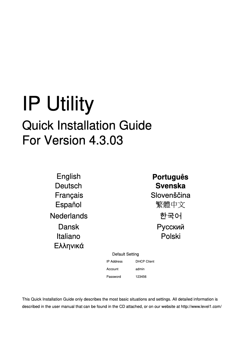 Page 1 de la notice Manuel utilisateur LevelOne FCS-5064