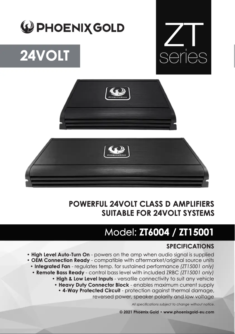 Page 1 de la notice Manuel utilisateur Phoenix Gold ZT6004