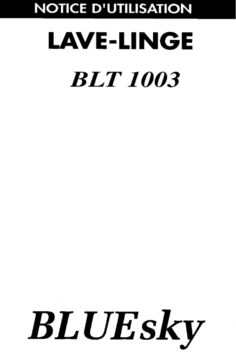 Page 1 de la notice Manuel utilisateur Bluesky BLT 1003