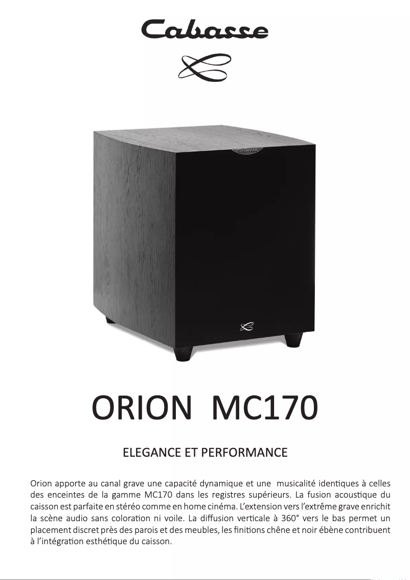 Page n°1 - Manuel utilisateur Cabasse Orion MC170
