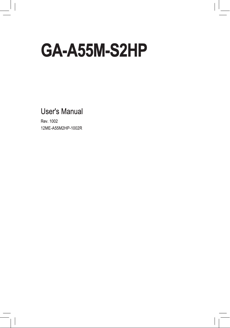 Image de la première page du manuel de l'appareil GA-A55M-S2HP