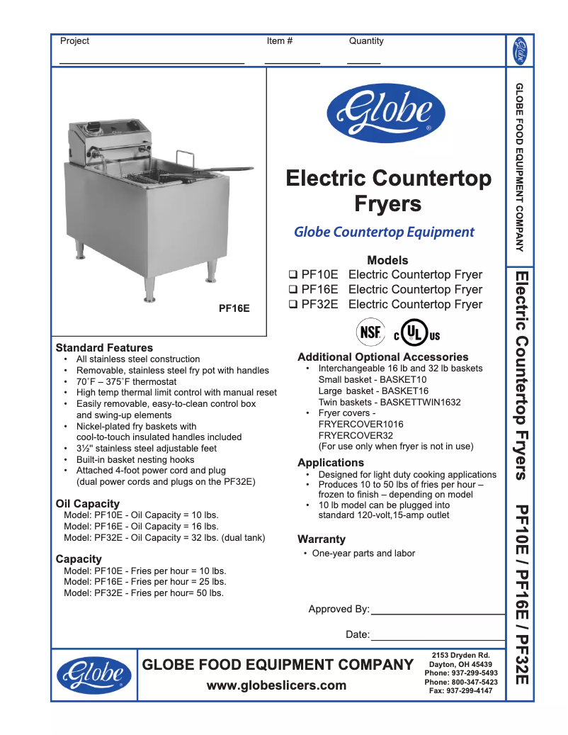 Page n°1 - Manuel d'utilisation et d'entretien Globe PF32E