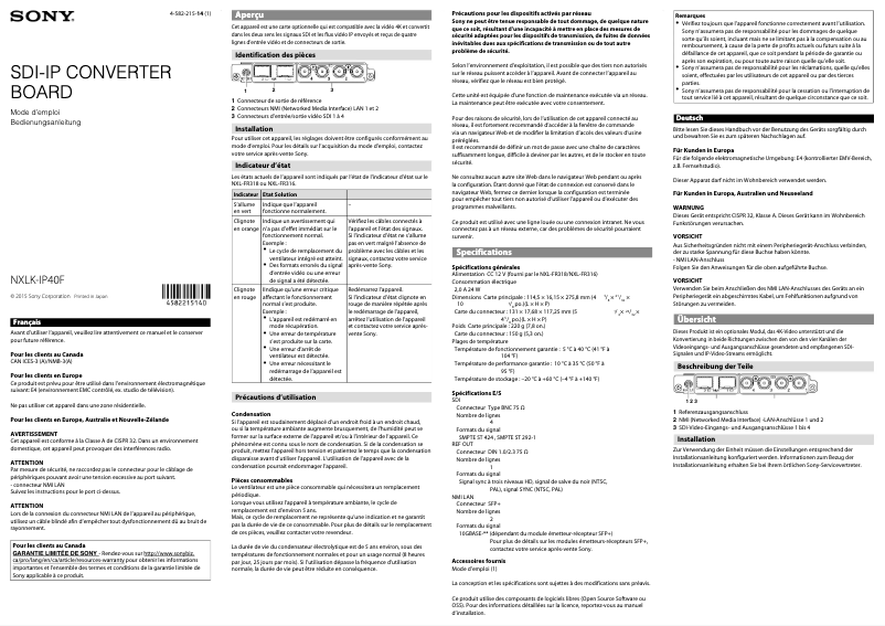 Imagen de la primera página del manual del dispositivo NXLK-IP40F
