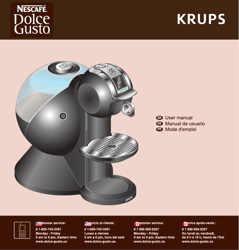 Page 1 de la notice Manuel utilisateur Krups Nescafé Dolce Gusto Creativa KP2509