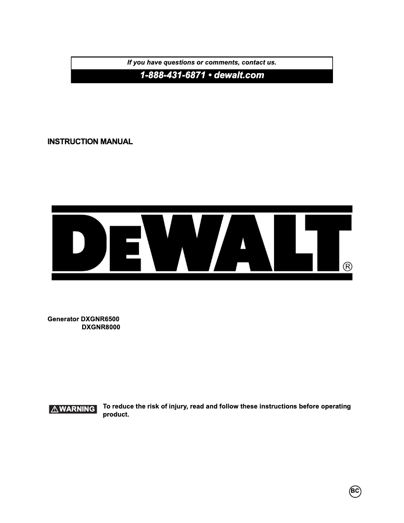 Página 1 del manual Manual de usuario DeWalt DXGNR6500