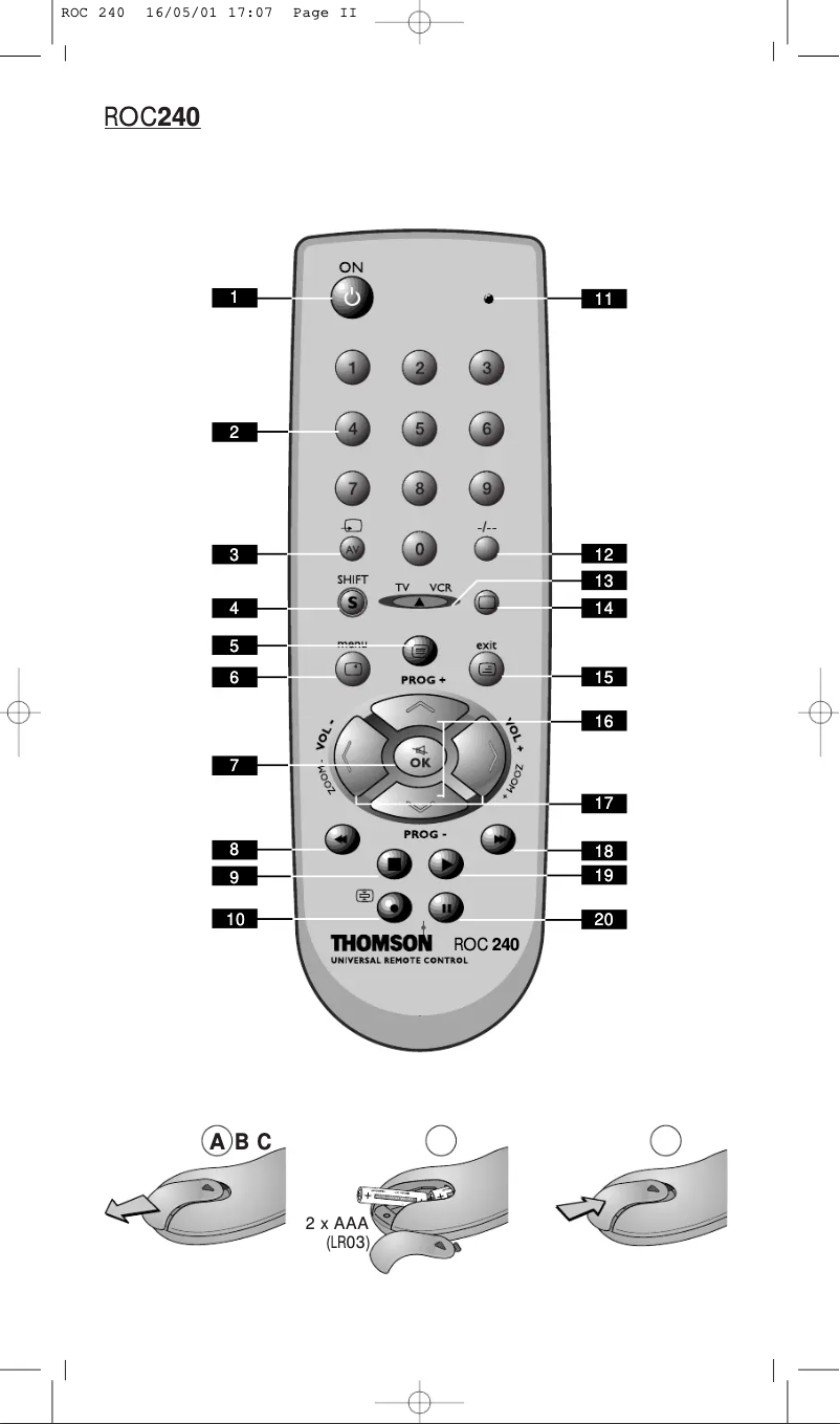 Page 1 de la notice Manuel utilisateur Thomson ROC240