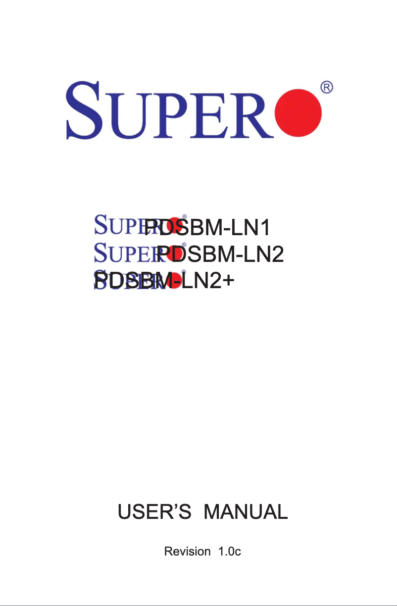 Image de la première page du manuel de l'appareil PDSBM-LN1