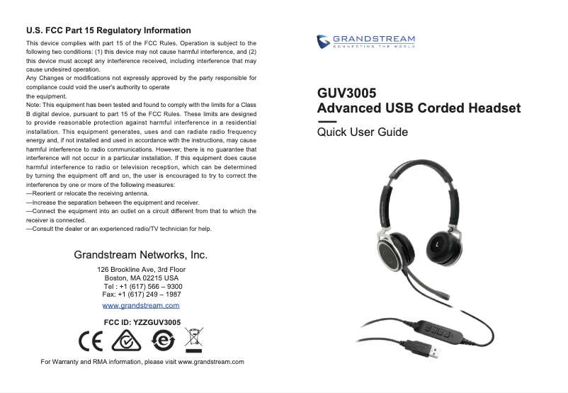 Image de la première page du manuel de l'appareil GUV3005