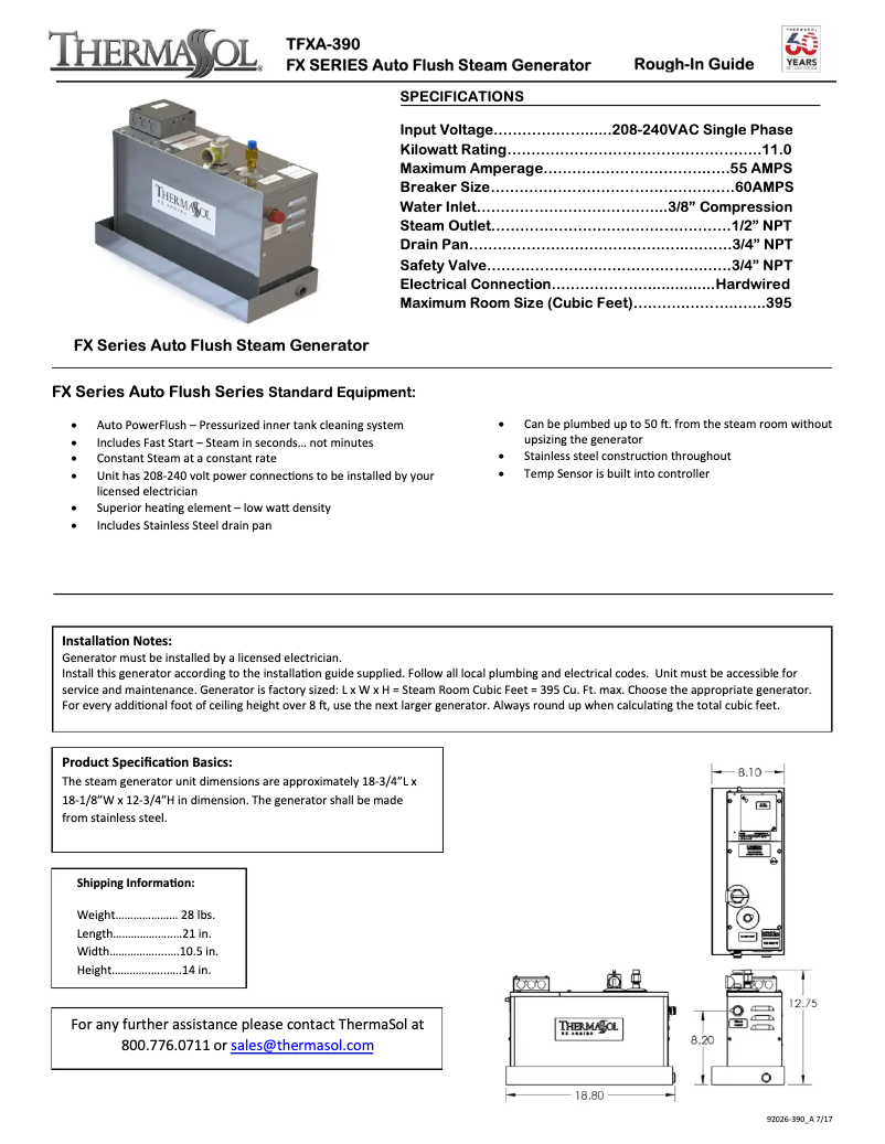Page n°1 - Manuel utilisateur ThermaSol TFXA-390