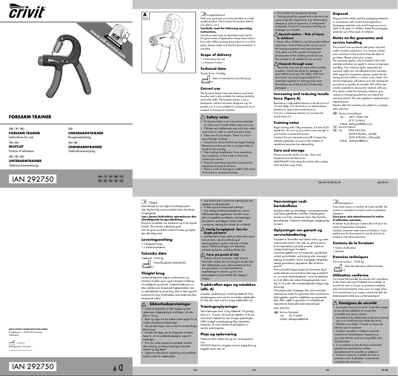 Page 1 de la notice Manuel utilisateur Crivit IAN 292750