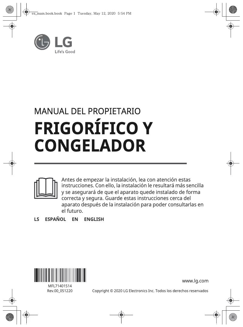 Page 1 de la notice Manuel utilisateur LG LS87MDP