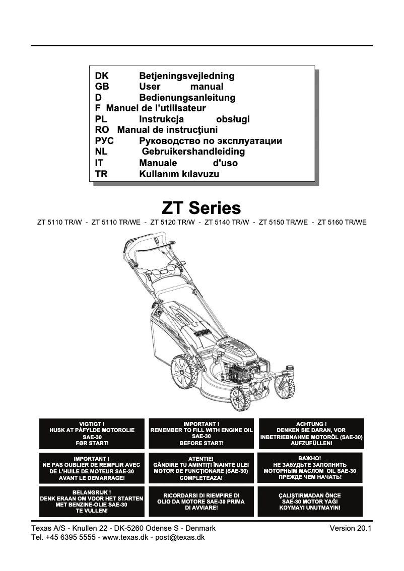 Page 1 de la notice Manuel utilisateur Texas ZT 5110TR/WE