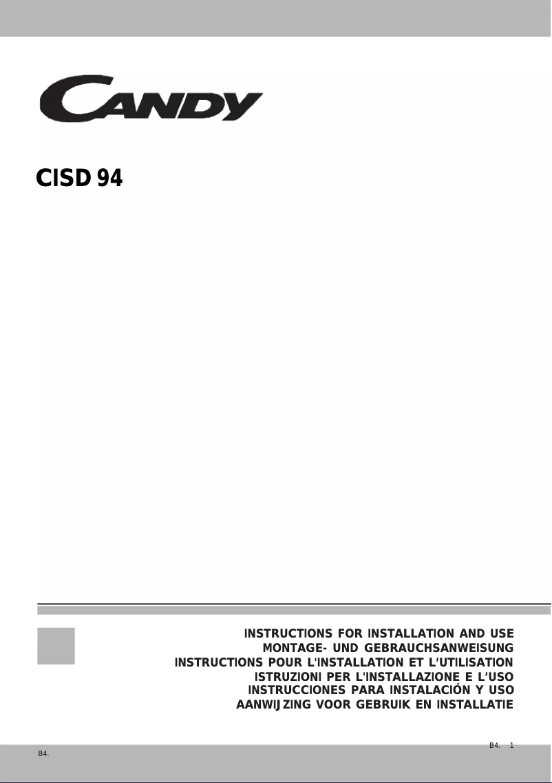 Page n°1 - Manuel utilisateur Candy CA CISD 94 X