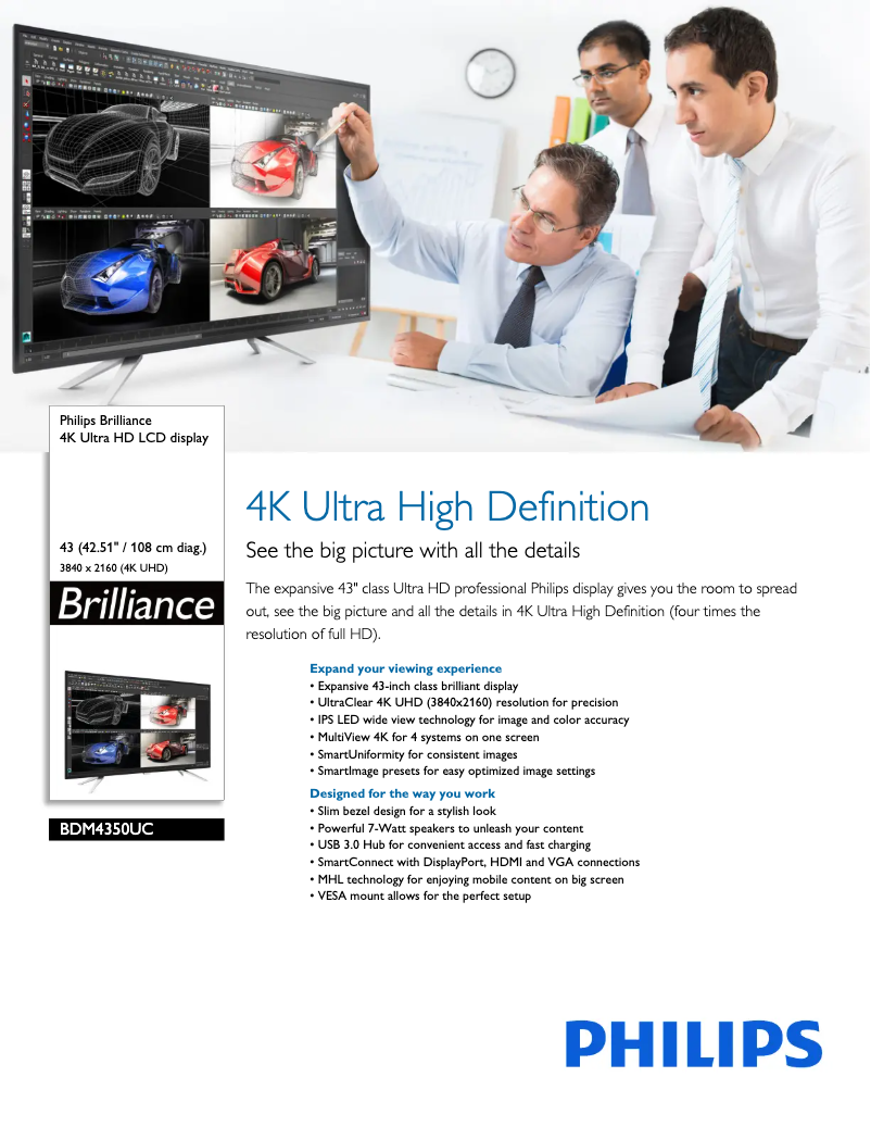 Page n°1 - Fiche technique Philips Brilliance BDM4350UC