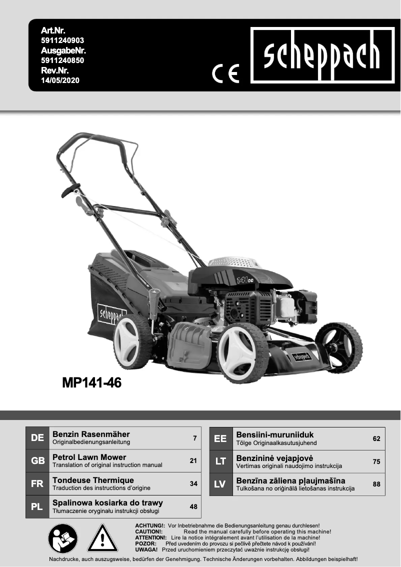 Page n°1 - Manuel utilisateur Scheppach MP141-46