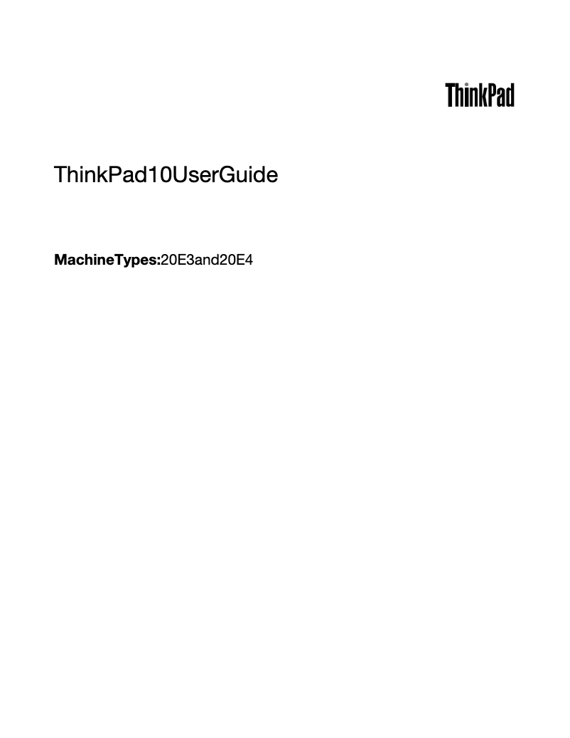 Image de la première page du manuel de l'appareil ThinkPad Tablet 10