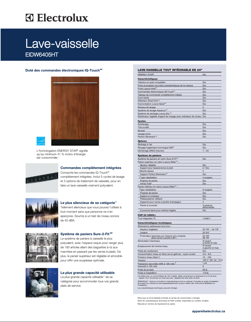 Image de la première page du manuel de l'appareil EIDW6405HT