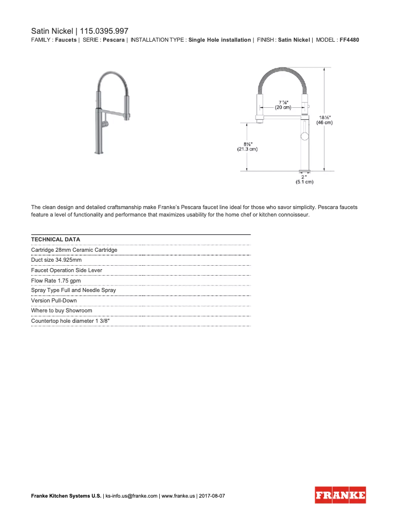 Página 1 del manual Ficha técnica Franke FF4480