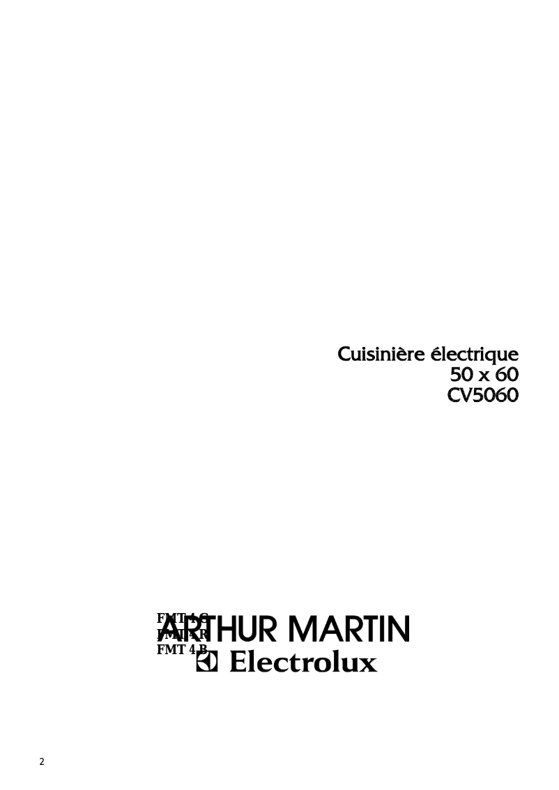 Page n°1 - Manuel utilisateur Arthur Martin-Electrolux CV5060W2