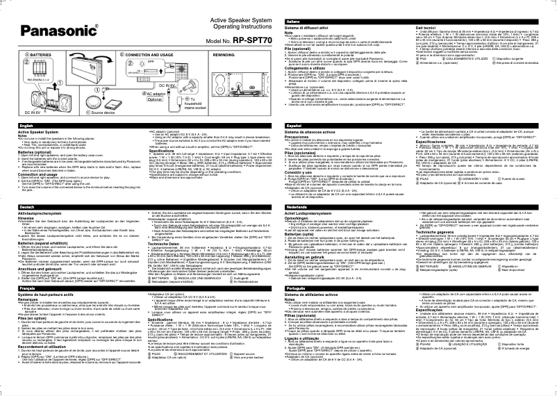 Page 1 de la notice Manuel utilisateur Panasonic RQ-SPT70