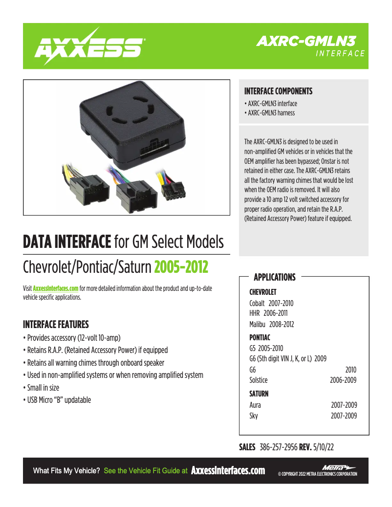 Página 1 del manual Ficha técnica AXESS AXRC-GMLN3