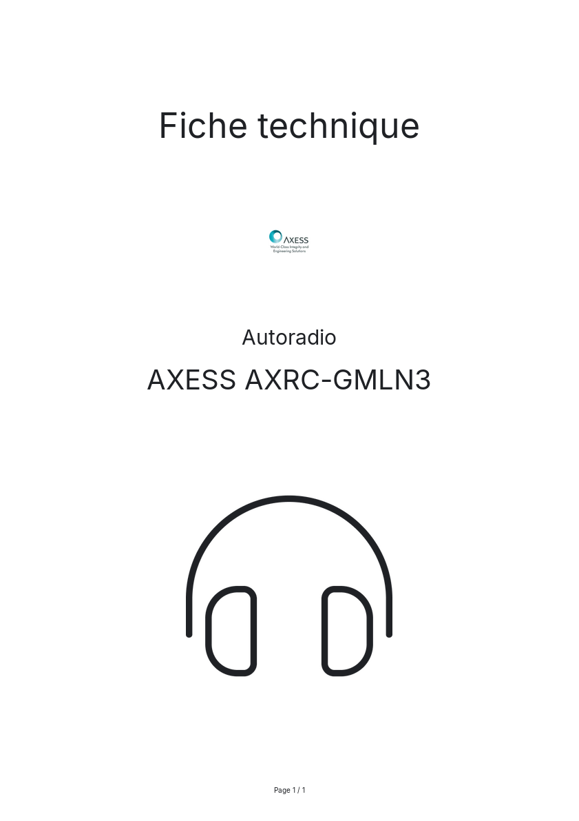 Page n°1 - Fiche technique AXESS AXRC-GMLN3