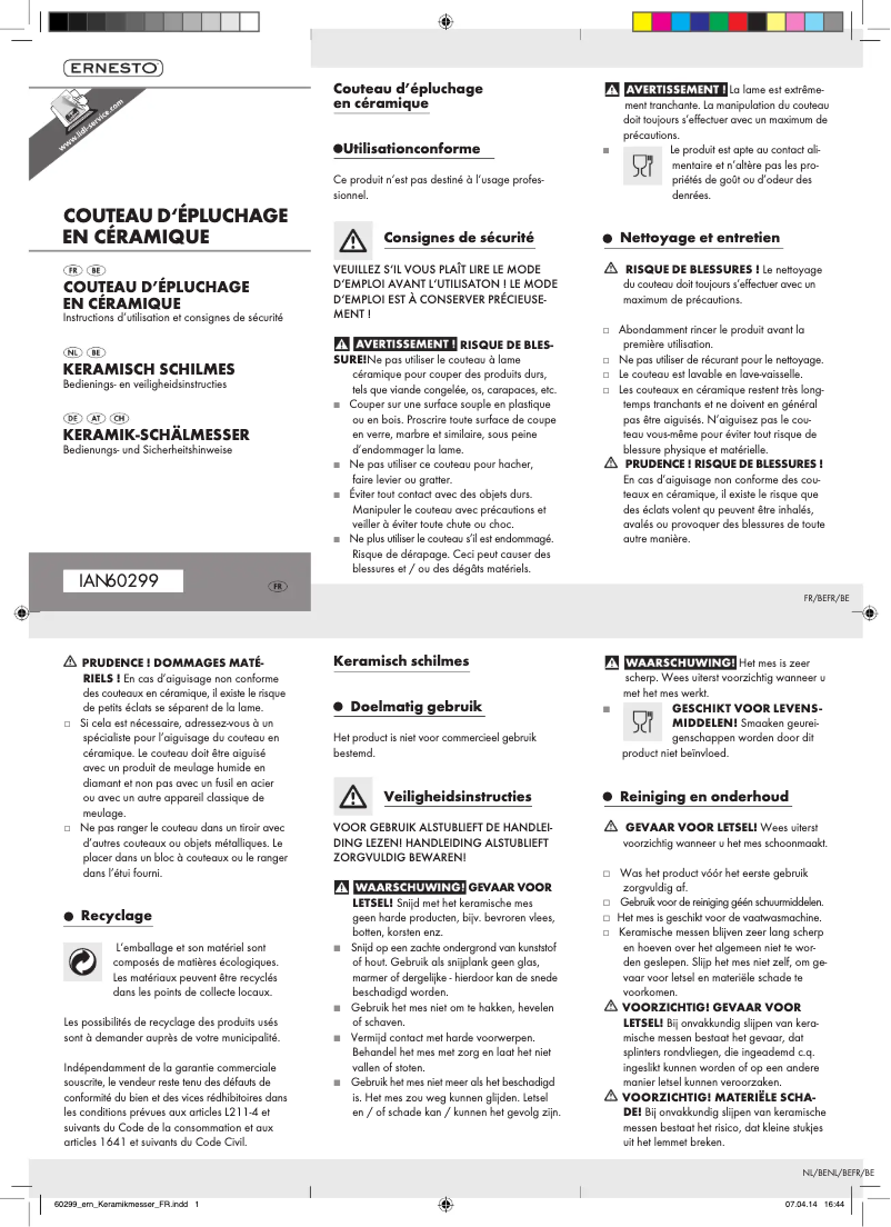 Page n°1 - Manuel utilisateur Ernesto Z32173A