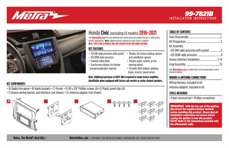 Page 1 de la notice Manuel utilisateur AXESS 99-7821B