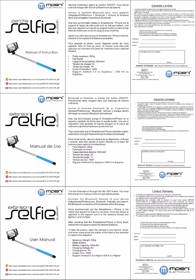 Page 1 de la notice Manuel utilisateur Imperii Electronics ES.00.0205.03