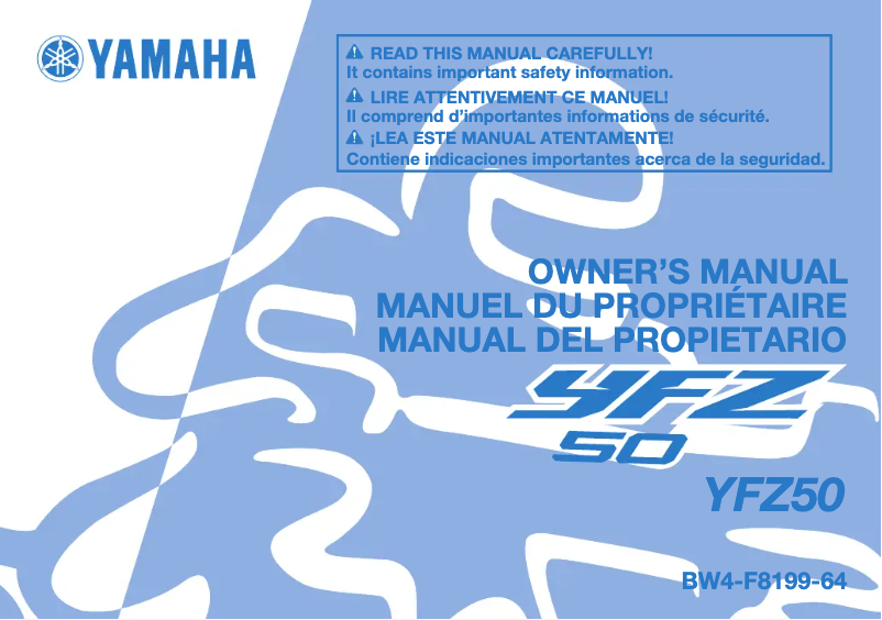 Page 1 de la notice Manuel utilisateur Yamaha YFZ50 (2021)