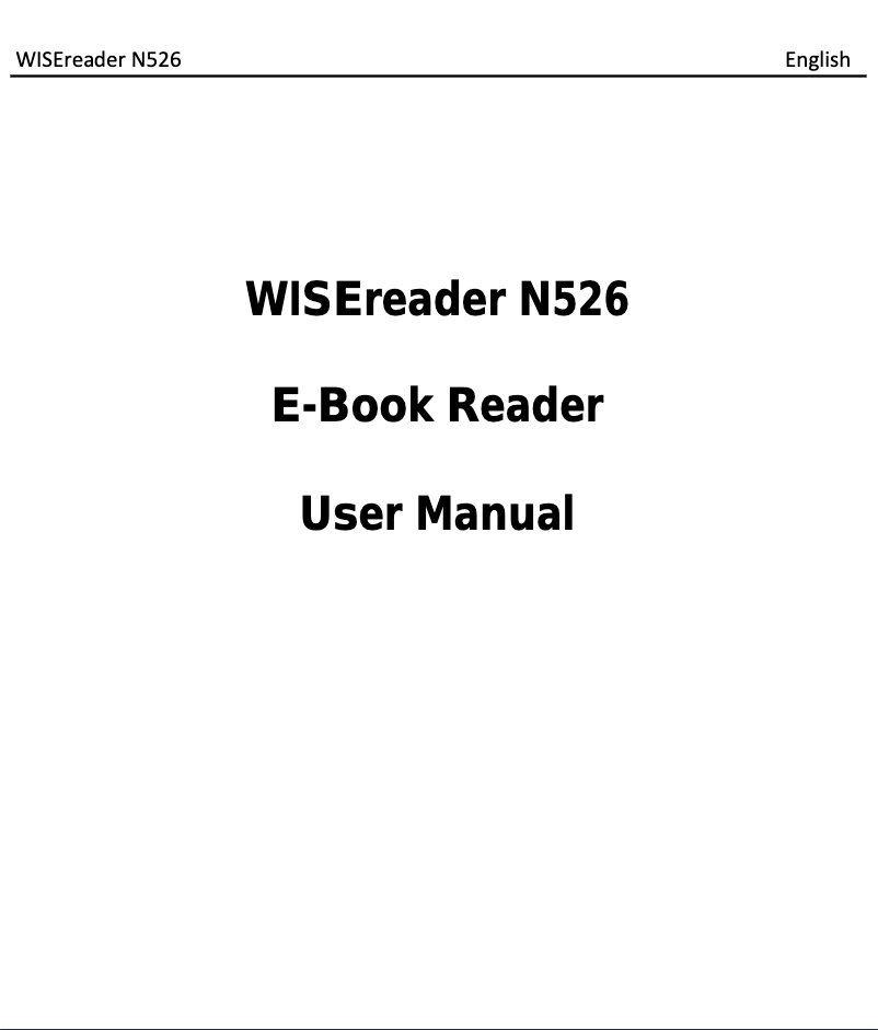 Page 1 de la notice Manuel utilisateur Hanvon WISEreader N526