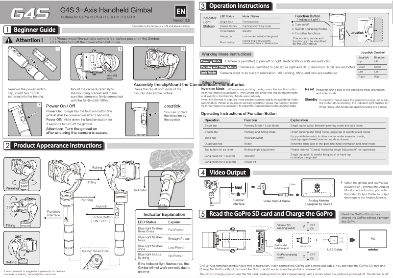 Page n°1 - Manuel utilisateur FeiyuTech G4S