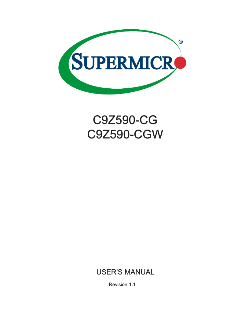 Page 1 de la notice Manuel utilisateur Supermicro C9Z590-CGW