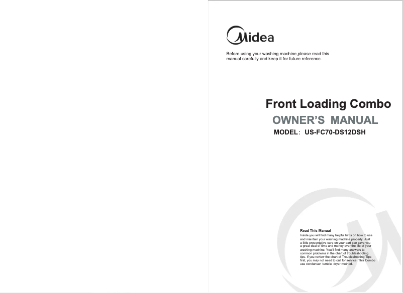 Page 1 de la notice Manuel utilisateur Midea US-FC70-DS12DSH