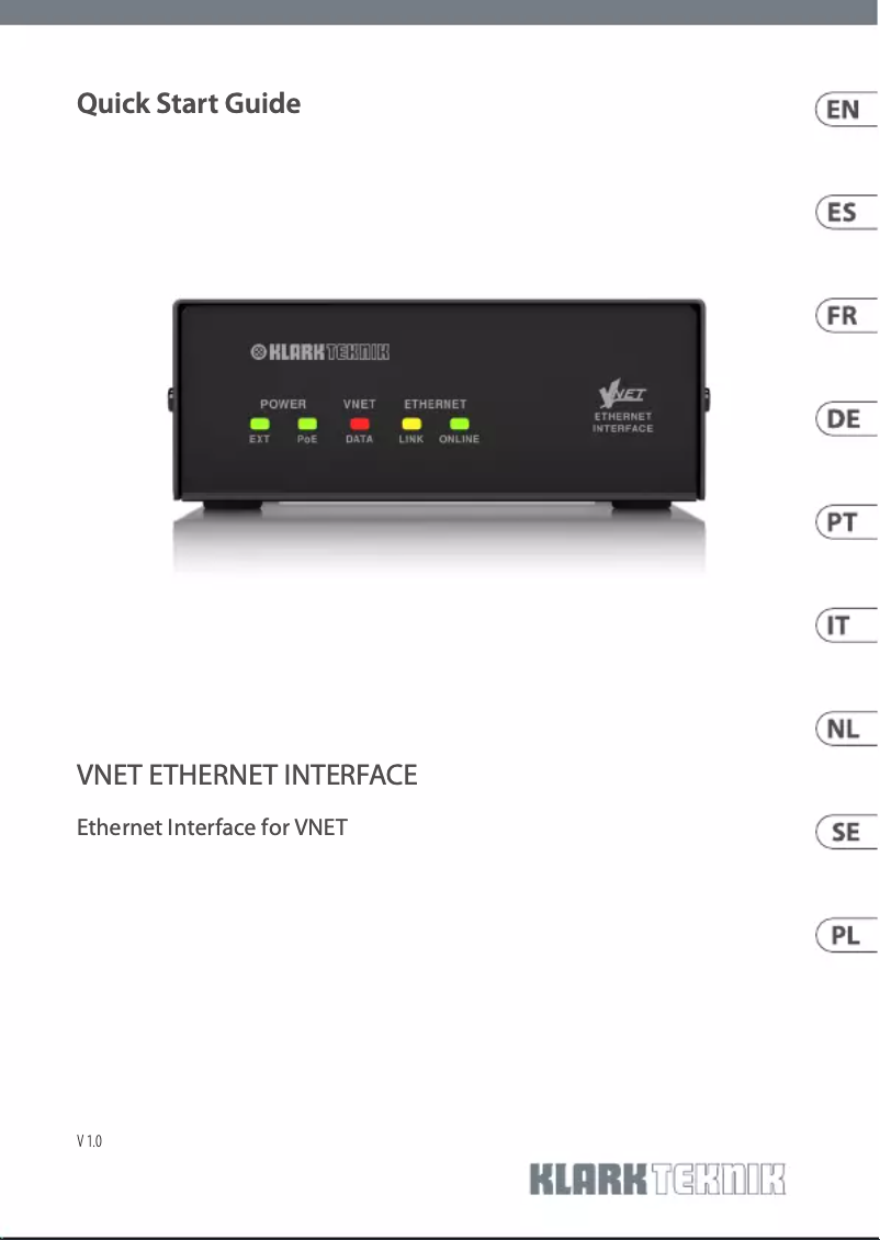 Image de la première page du manuel de l'appareil Vnet Ethernet Interface