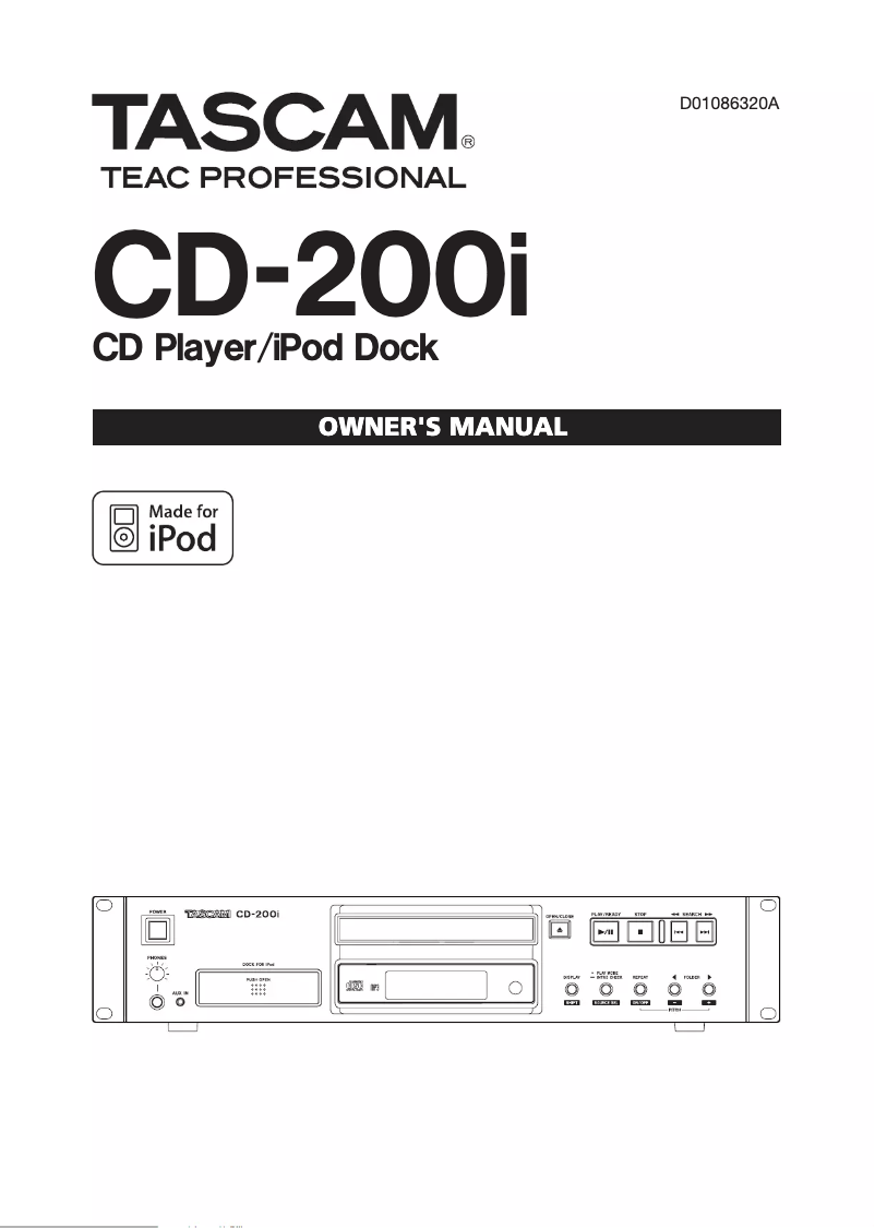 Page n°1 - Manuel utilisateur Tascam CD-200IB