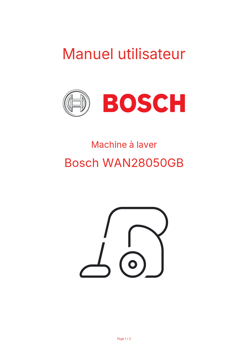Image de la première page du manuel de l'appareil WAN28050GB