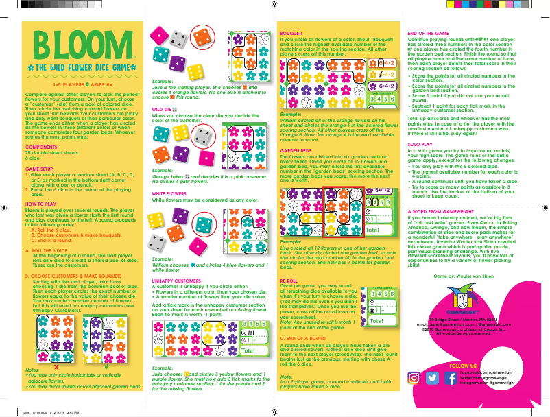 Page n°1 - Manuel utilisateur Gamewright Bloom